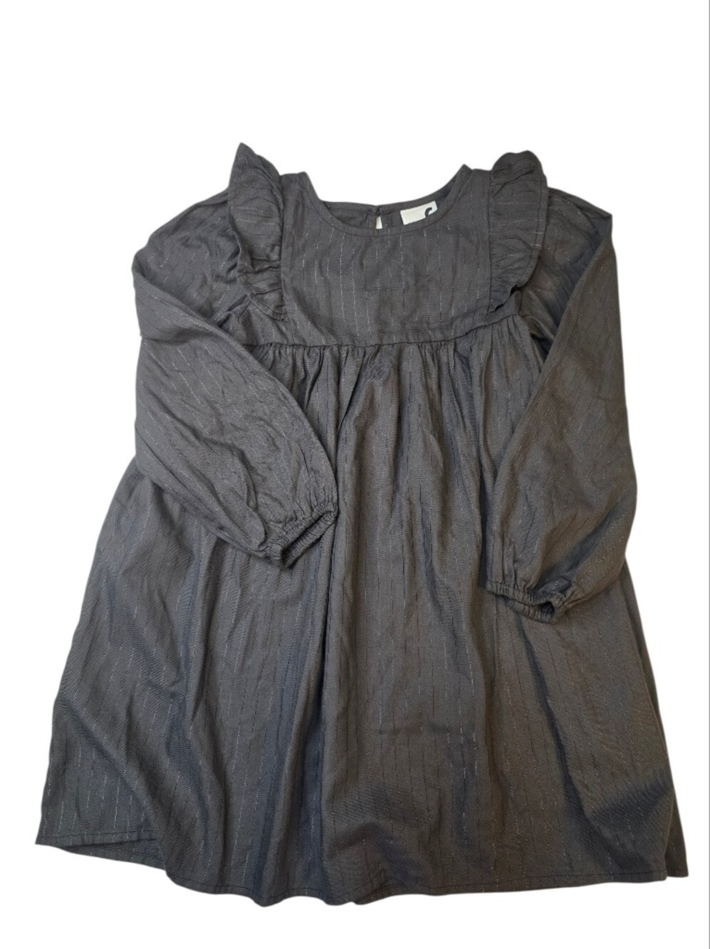 Cotton On Kids Long Sleeve Ruffle Yoke Dress - Charcoal